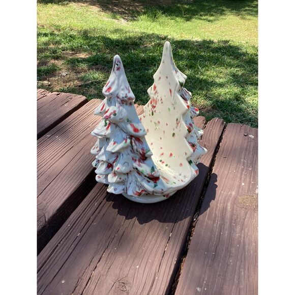 Vintage Ceramic Christmas Tree Napkin Holder Speckled‎ Holiday Decor - Picture 3 of 7